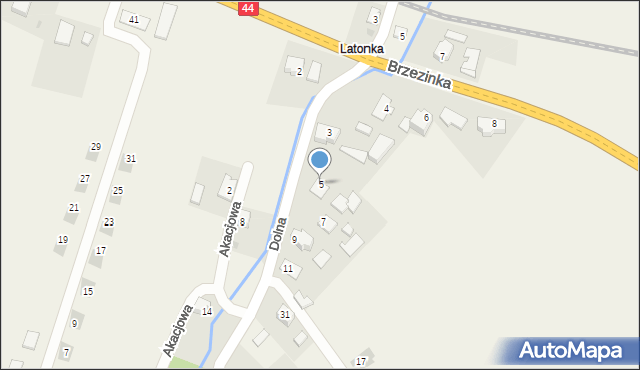 Brzezinka, Dolna, 5, mapa Brzezinka