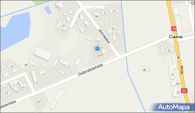 Ciasna, Dobrodzieńska, 1, mapa Ciasna