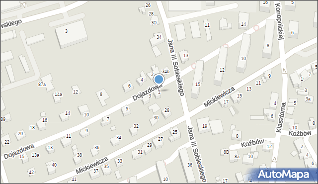 Czechowice-Dziedzice, Dojazdowa, 1, mapa Czechowic-Dziedzic