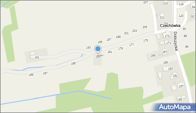 Czechówka, Dobczycka, 183, mapa Czechówka