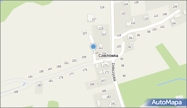 Czechówka, Dobczycka, 207, mapa Czechówka