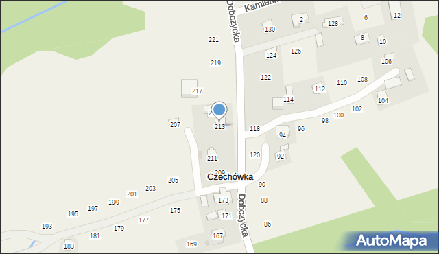 Czechówka, Dobczycka, 213, mapa Czechówka