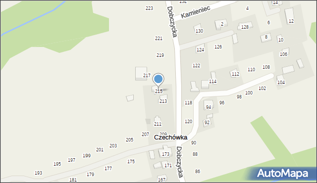 Czechówka, Dobczycka, 215, mapa Czechówka