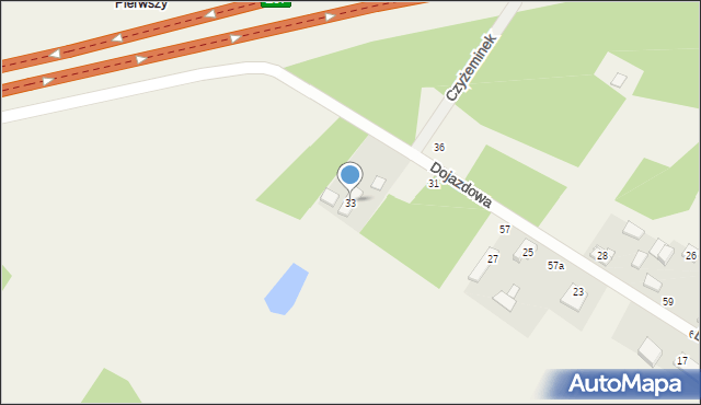 Czyżeminek, Dojazdowa, 33, mapa Czyżeminek