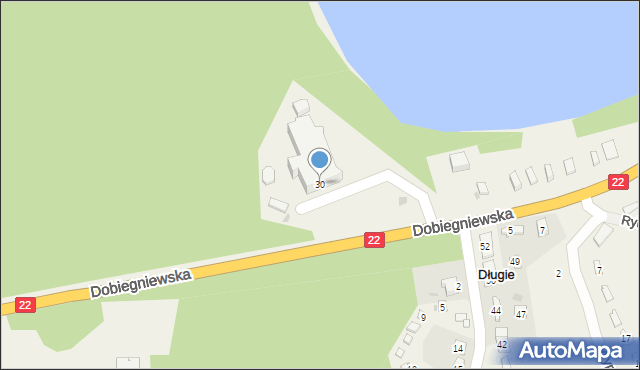 Długie, Dobiegniewska, 30, mapa Długie