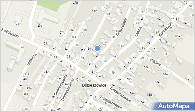 Dobieszowice, Dojazdowa, 1A, mapa Dobieszowice