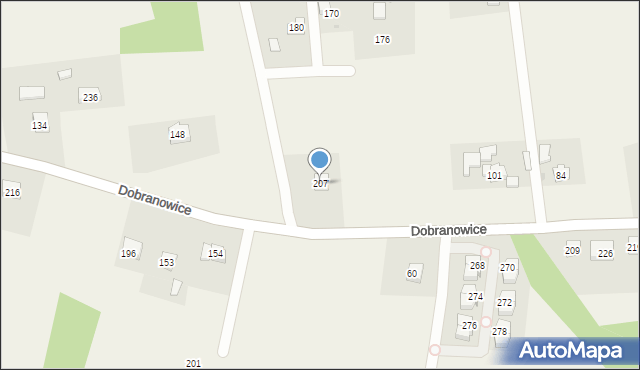 Dobranowice, Dobranowice, 207, mapa Dobranowice