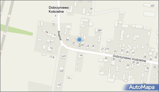 Dobrzyniewo Kościelne, Dobrzyniewo Kościelne, 12, mapa Dobrzyniewo Kościelne