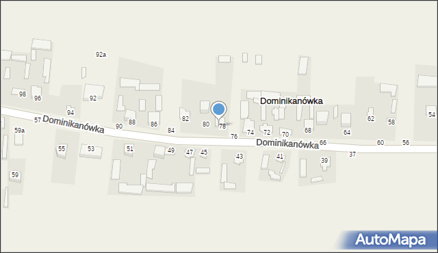 Dominikanówka, Dominikanówka, 78A, mapa Dominikanówka