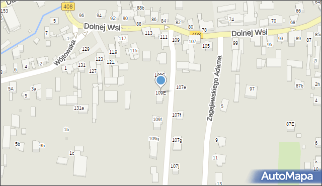 Gliwice, Dolnej Wsi, 109E, mapa Gliwic