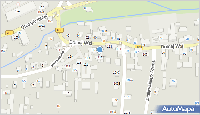 Gliwice, Dolnej Wsi, 115, mapa Gliwic