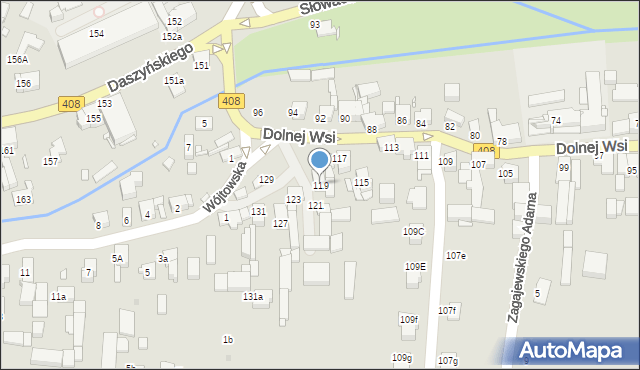 Gliwice, Dolnej Wsi, 119, mapa Gliwic