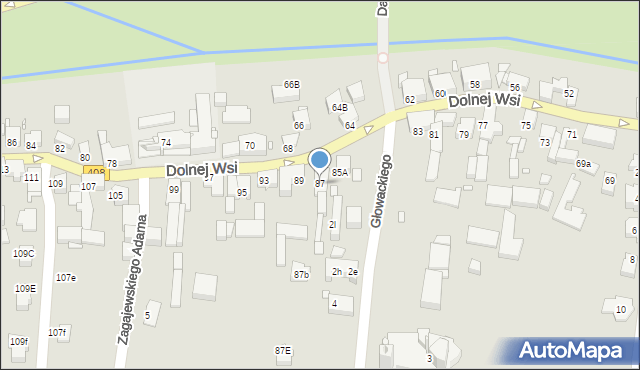 Gliwice, Dolnej Wsi, 87, mapa Gliwic