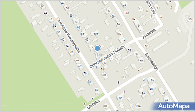 Głowno, Dobrzańskiego-Hubala Henryka, mjr., 3, mapa Głowno