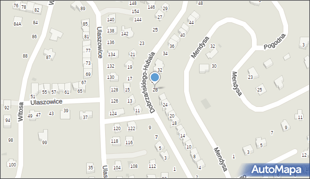 Jasło, Dobrzańskiego-Hubala Henryka, mjr., 28, mapa Jasła