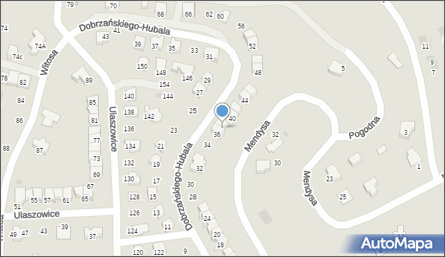 Jasło, Dobrzańskiego-Hubala Henryka, mjr., 38, mapa Jasła
