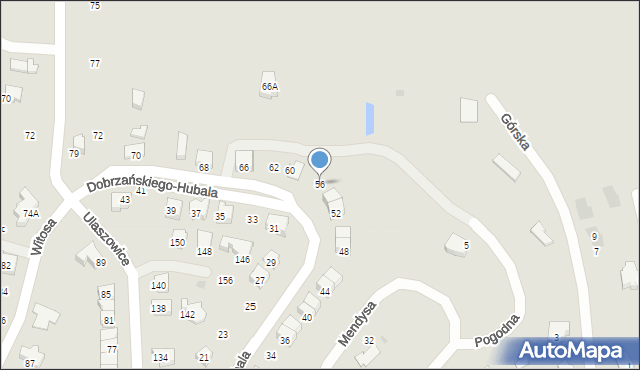 Jasło, Dobrzańskiego-Hubala Henryka, mjr., 56, mapa Jasła