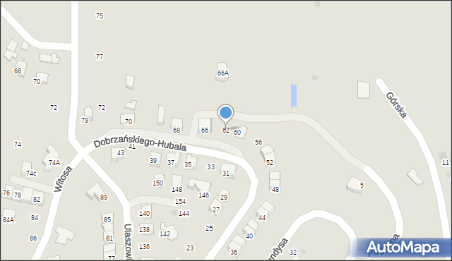 Jasło, Dobrzańskiego-Hubala Henryka, mjr., 62, mapa Jasła