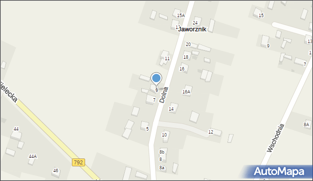 Jaworznik, Dolna, 9, mapa Jaworznik