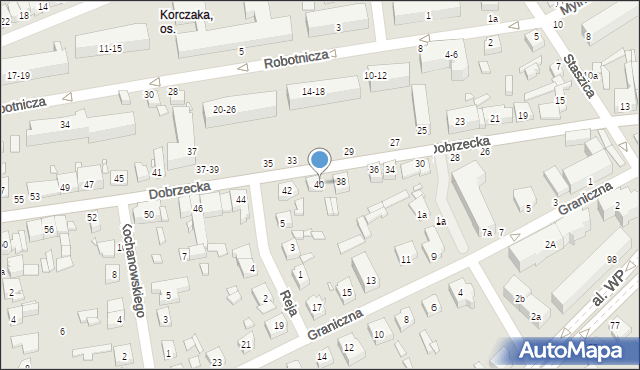 Kalisz, Dobrzecka, 40, mapa Kalisza