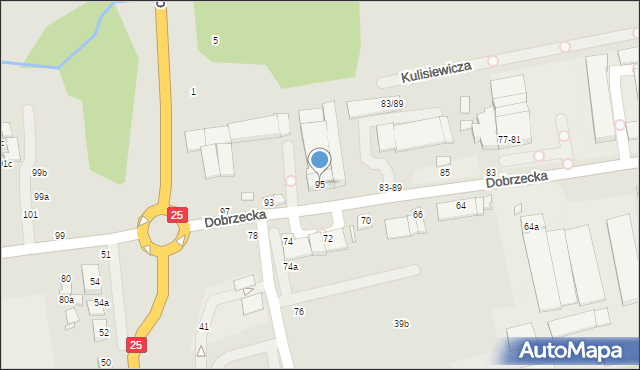 Kalisz, Dobrzecka, 95, mapa Kalisza