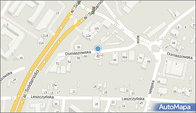 Kielce, Domaszowska, 62, mapa Kielc