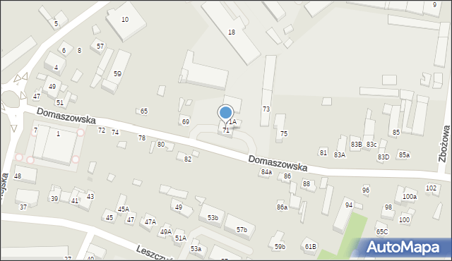 Kielce, Domaszowska, 71, mapa Kielc