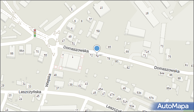 Kielce, Domaszowska, 74, mapa Kielc