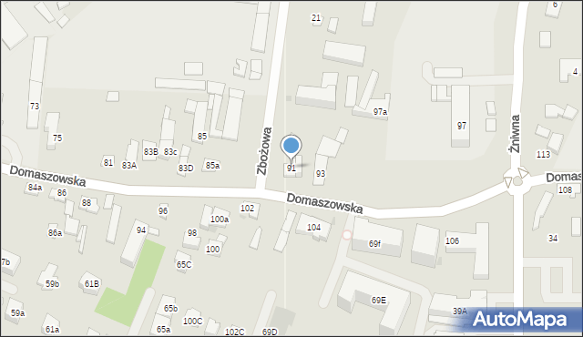 Kielce, Domaszowska, 91, mapa Kielc