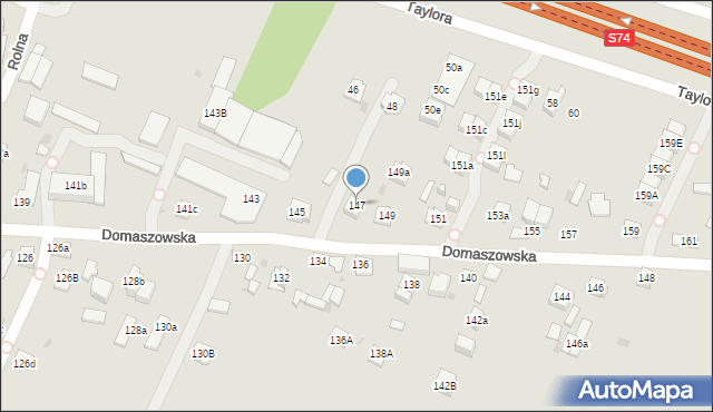 Kielce, Domaszowska, 147, mapa Kielc