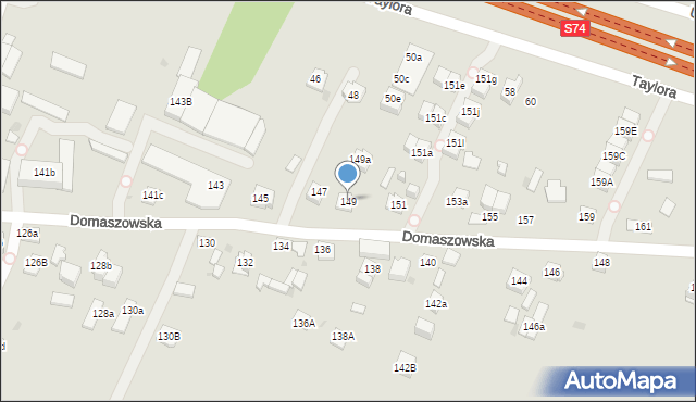 Kielce, Domaszowska, 149, mapa Kielc