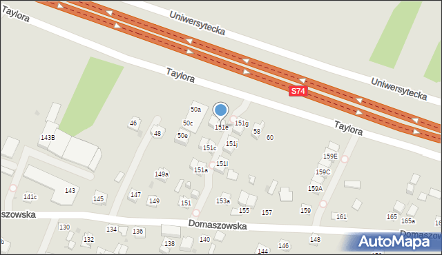 Kielce, Domaszowska, 151e, mapa Kielc