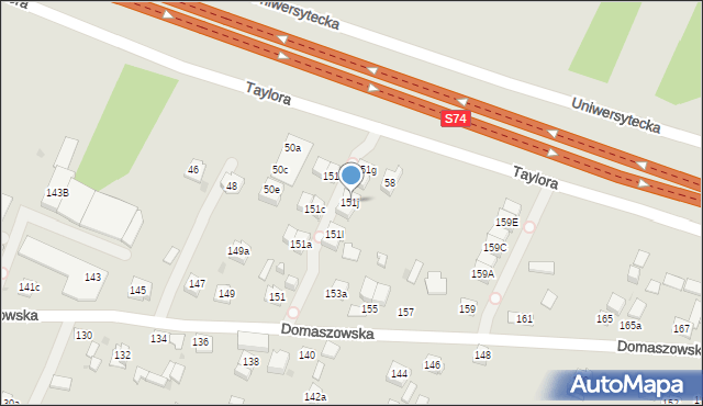 Kielce, Domaszowska, 151j, mapa Kielc