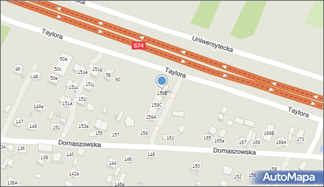 Kielce, Domaszowska, 159E, mapa Kielc