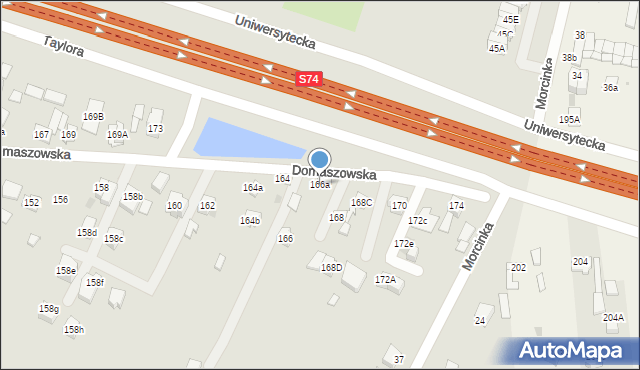 Kielce, Domaszowska, 166a, mapa Kielc