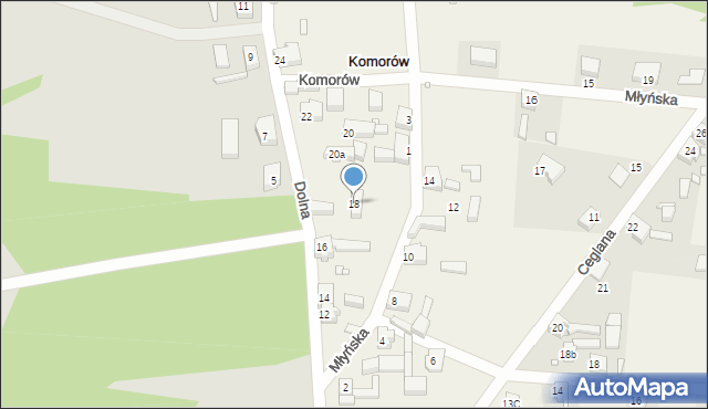 Komorów, Dolna, 18, mapa Komorów