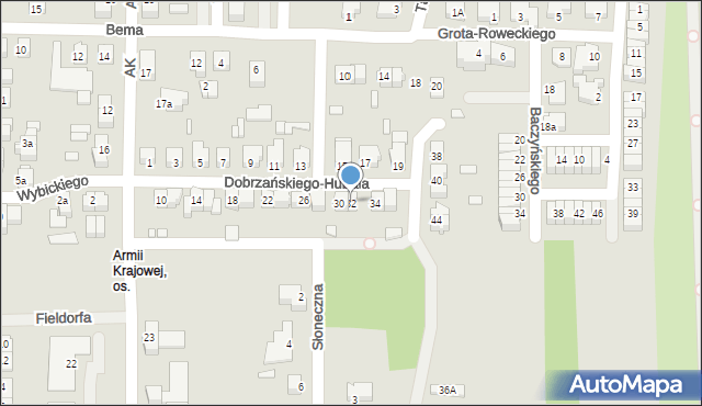 Konin, Dobrzańskiego-Hubala Henryka, mjr., 32, mapa Konina