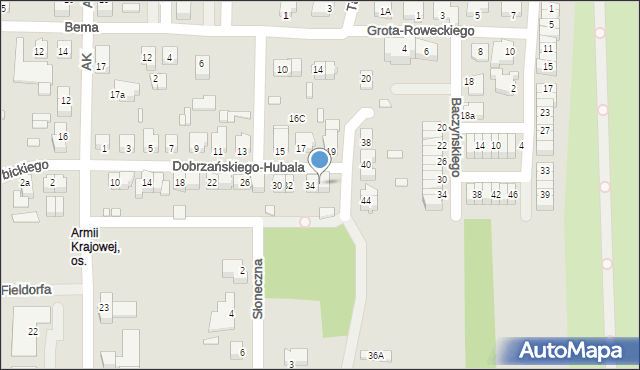 Konin, Dobrzańskiego-Hubala Henryka, mjr., 36, mapa Konina