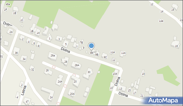 Konstancin-Jeziorna, Dolna, 9A, mapa Konstancin-Jeziorna