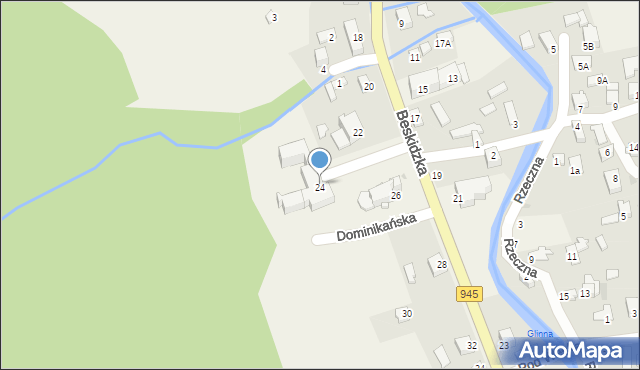 Korbielów, Dominikańska, 1, mapa Korbielów