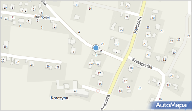 Korczyna, Dolińska, 1, mapa Korczyna