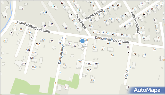 Koszyce Wielkie, Dobrzańskiego-Hubala Henryka, mjr., 40, mapa Koszyce Wielkie