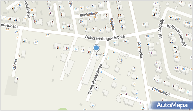 Koszyce Wielkie, Dobrzańskiego-Hubala Henryka, mjr., 6, mapa Koszyce Wielkie