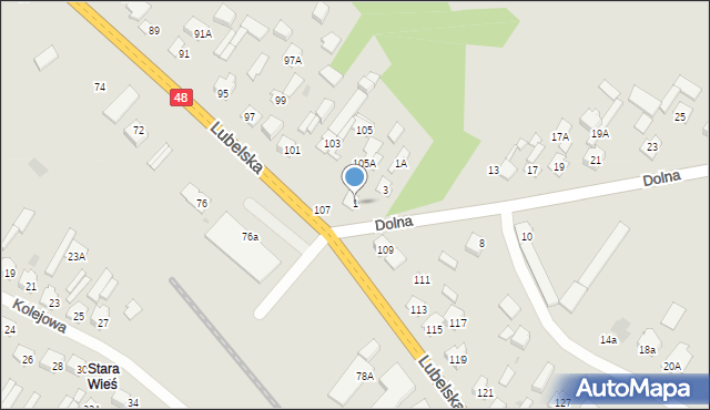 Kozienice, Dolna, 1, mapa Kozienice