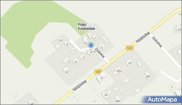 Kozłowo, Dolinka, 1, mapa Kozłowo