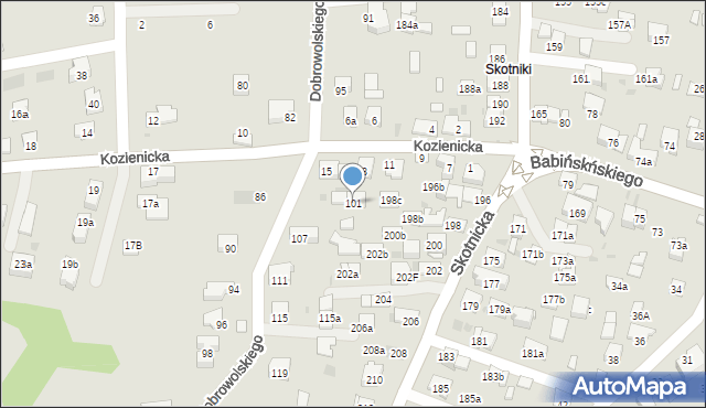 Kraków, Dobrowolskiego Antoniego, 101, mapa Krakowa