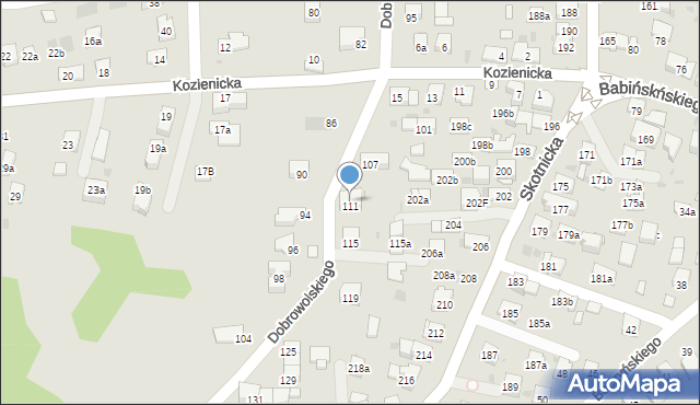 Kraków, Dobrowolskiego Antoniego, 111, mapa Krakowa