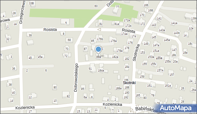 Kraków, Dobrowolskiego Antoniego, 89a, mapa Krakowa