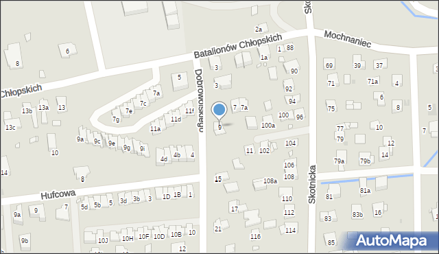 Kraków, Dobrowolskiego Antoniego, 9, mapa Krakowa