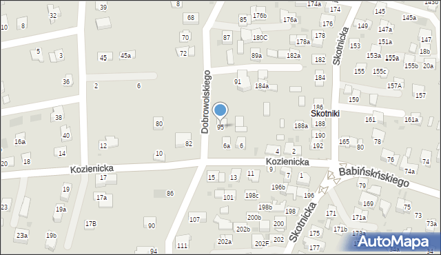 Kraków, Dobrowolskiego Antoniego, 95, mapa Krakowa
